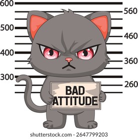 Gato Prendeu Mau Atitude Polícia Board Mugshot Vetor