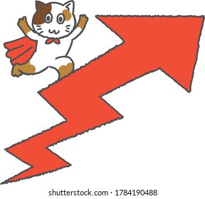 
Cat and arrow showing economic recovery