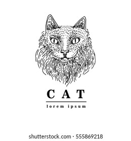 Cat art drawing high quality vector. Retro illustration