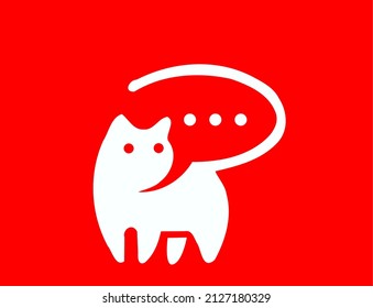 cat art with messaging logo three dots in white colour and red background