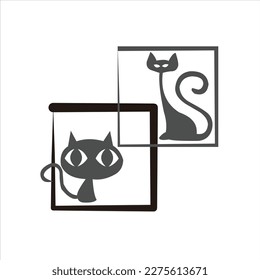 Cat Art Vector Logo Design Animals