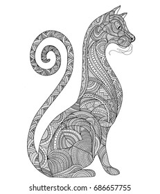 Cat art zen tangle style
