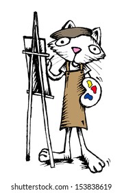  Cat artist painter