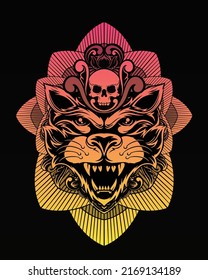 cat artwork illustration and t shirt design Premium Vector