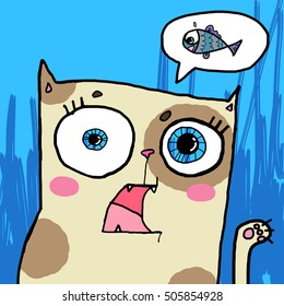 Cat is asking for fish