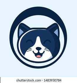 cat astronaut character cute vector, with space helmet