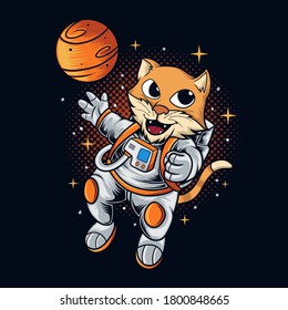 Cat astronaut character vector illustration