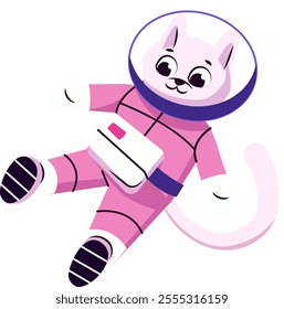 Cat Astronaut In Cosmos Vector Illustration