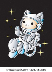 cat astronaut funny design for kids