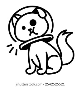 Cat astronaut icon in doodle style 

