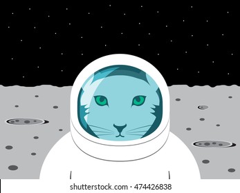 cat astronaut on the moon