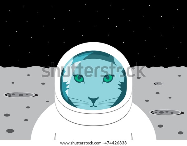 cat astronaut on the\
moon