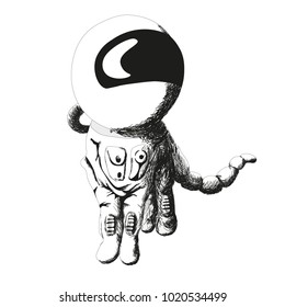 
Cat astronaut stands.Without background.Isolated. Vector drawing.