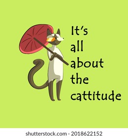 cat attitude miley umbrella kitty meow art ote bag design vector illustration for use in design and print poster canvas