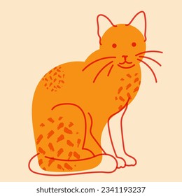 Cat. Avatar, badge, poster, logo templates, print. Vector illustration in a minimalist style  with Riso print effect. Flat cartoon style