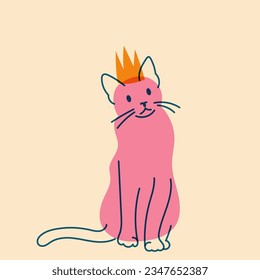 Cat. Avatar, badge, poster, logo templates, print. Vector illustration in a minimalist style  with Riso print effect. Flat cartoon style