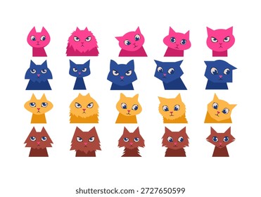 Conjunto de iconos de elemento de avatar de gato 