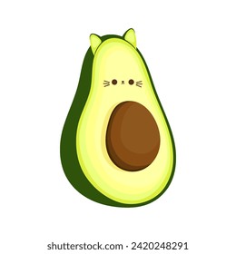 Cat Avocado Icon Vector Illustration