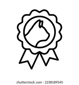 Cat award symbol icon. Medal with cat footprint as pets exhibition winner. Winner pet medal. Pictogram isolated on a white background.