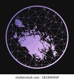 Icono de la isla Cat Ba. Mapa poligonal vectorial. Icono Cat Ba en estilo geométrico. El mapa de la isla con un gradiente de poli morado bajo sobre fondo oscuro.