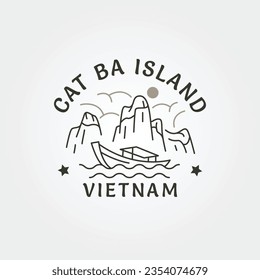 cat ba island national park logo, vietnam line art travel vector illustration design