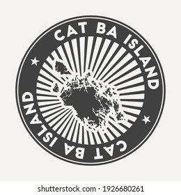 Cat Ba Island round logo. Vintage travel badge with the circular name and map, vector illustration. Can be used as insignia, logotype, label, sticker or badge of the Cat Ba Island.