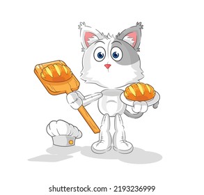 the cat baker with bread. cartoon mascot vector