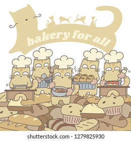 Cat bakery chef character design in different expressions