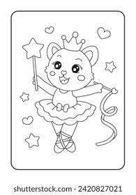 Cat Ballerina Farbseiten-Illustration