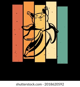 cat banana kitten vintage retro wo art hirt design vector illustration for use in design and print poster canvas