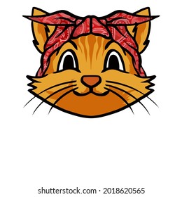 cat bandana art hirt funny cute feline kitten cat unisex art wo art one vector design illustration print poster