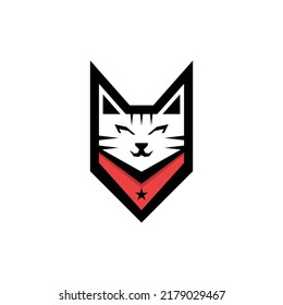 Cat Bandanna Vector Logo Design