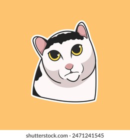 Cat with Bangs Vector Cute Illustration