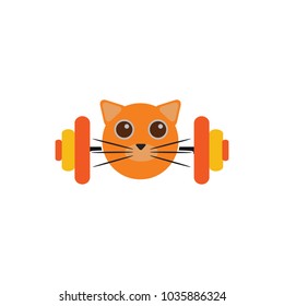 Cat Barbell Logo Icon Design