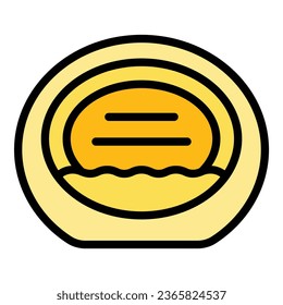 Cat basket house icon outline vector. Pet toy. Food home color flat