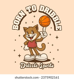 Cat Basketball Retro and Vintage Logo Mascot