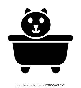 Cat Bath Vector Glyph Icon For Personal And Commercial Use.
