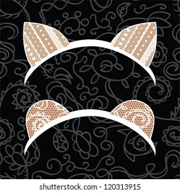 Cat and bear ears. Vector illustration.