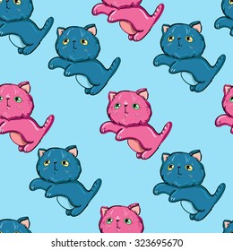 Cat beautiful vector illustration children seamless 