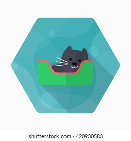 Cat bed icon , Vector flat long shadow design.