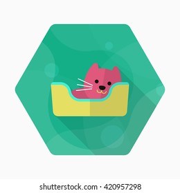 Cat bed icon , Vector flat long shadow design.