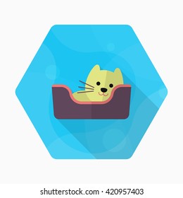 Cat bed icon , Vector flat long shadow design.