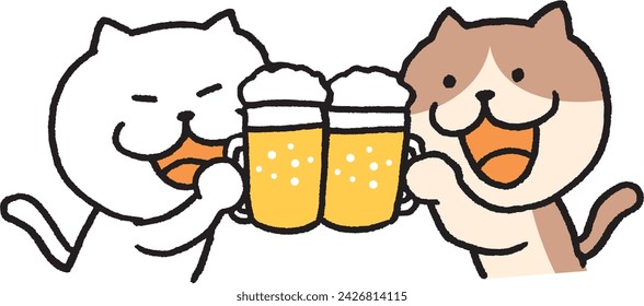 cat beer cheers happy Bottoms up