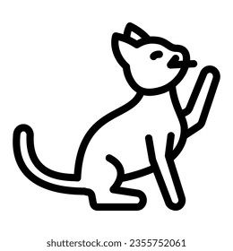 Cat begs for treat line icon, funny animals concept, kitty ask for food vector sign on white background, outline style icon for mobile concept and web design. Vector graphics