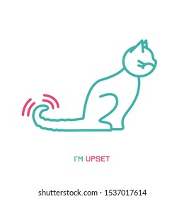 Cat behavior icon. Domestic animal or pet tail language. I am upset. Kitty reaction. Simple icon, symbol, sign. Editablel vector illustration isolated on white background   