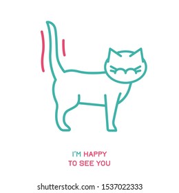 Cat behavior icon. Domestic animal or pet tail language. I am upset. Kitty reaction. Simple icon, symbol, sign. Editablel vector illustration isolated on white background   