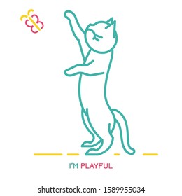 Cat behavior icon. Domestic animal or pet tail language. I am playful. Kitty reaction. Simple icon, symbol, sign. Editablel vector illustration isolated on white background   