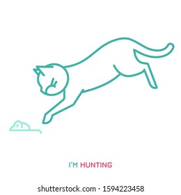Cat behavior icon. Domestic animal or pet tail language. I am hunting. Kitty reaction. Simple icon, symbol, sign. Editablel vector illustration isolated on white background