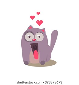 Cat Being Ecstatic Adorable Emoji Flat Vector Caroon Style Isolated Icon 