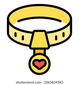 Cat belt icon outline vector. House pet. Cat box color flat